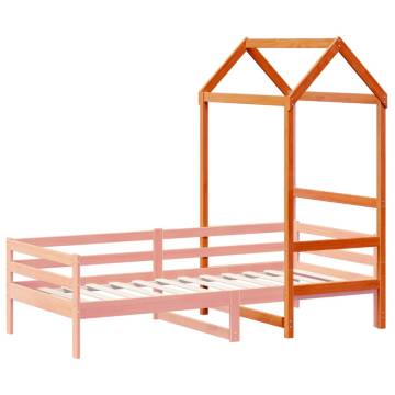 Kids' Roof Bed in Wax Brown - Solid Pine Wood 118x70 cm