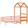 Kids' Roof Bed in Wax Brown - Solid Pine Wood 118x70 cm