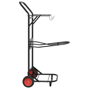 Foldable Black Steel Saddle Trolley - Durable & Practical