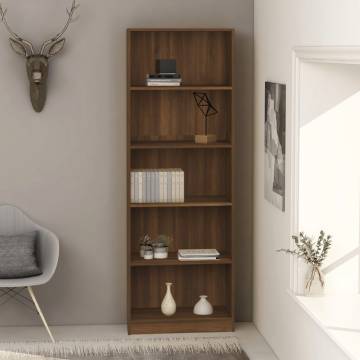 5-Tier Book Cabinet Brown Oak | Stylish Storage Solution