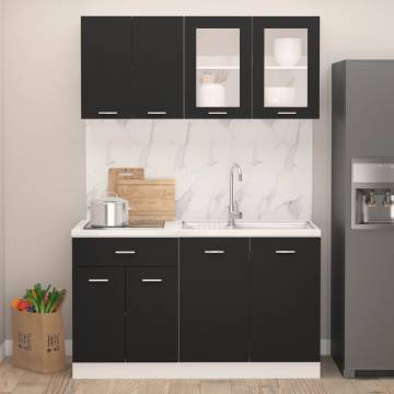 Stylish 4 Piece Black Kitchen Cabinet Set - Durable & Functional