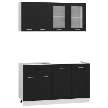 Stylish 4 Piece Black Kitchen Cabinet Set - Durable & Functional