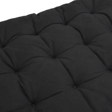 Sun Lounger Cushion Black - 160x50x10 cm Faux Suede Leather