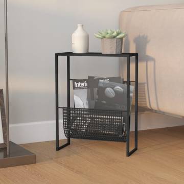 Stylish Black Magazine Rack - 35x15x45 cm Steel | Hipo Market