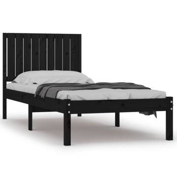 Black Solid Wood Pine Bed Frame 90x190 cm - Modern Design