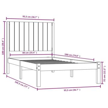 Black Solid Wood Pine Bed Frame 90x190 cm - Modern Design