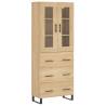 Stylish Highboard Sonoma Oak - 69.5x34x180 cm Engineered Wood