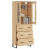 Stylish Highboard Sonoma Oak - 69.5x34x180 cm Engineered Wood