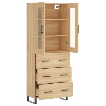 Stylish Highboard Sonoma Oak - 69.5x34x180 cm Engineered Wood