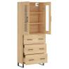 Stylish Highboard Sonoma Oak - 69.5x34x180 cm Engineered Wood