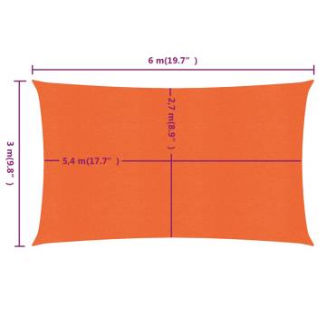 Sunshade Sail 16g/m² Rectangular Orange 3x6 m | Hipo Market