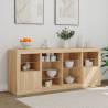 Modern Sonoma Oak Sideboard with LED Lights - 163x37x67 cm