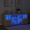 Modern Sonoma Oak Sideboard with LED Lights - 163x37x67 cm