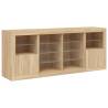 Modern Sonoma Oak Sideboard with LED Lights - 163x37x67 cm