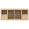 Modern Sonoma Oak Sideboard with LED Lights - 163x37x67 cm