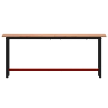 Workbench 200x55 cm - Solid Beech & Metal | HipoMarket UK