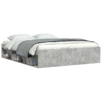 Concrete Grey Bed Frame 140x200 cm | Modern Bedroom Furniture