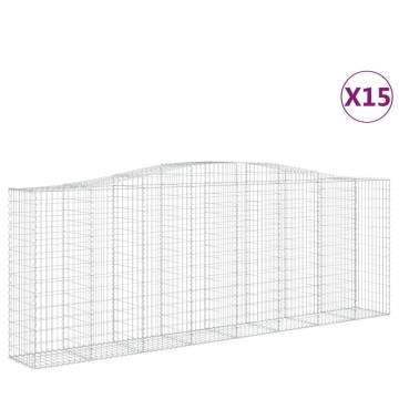 Arched Gabion Baskets 15 pcs - Durable Garden Barriers