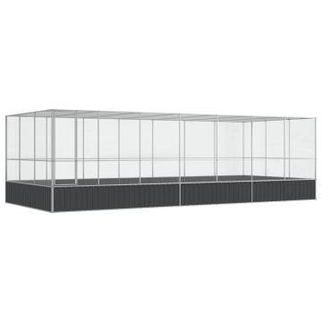 Aviary with Extension Silver - Spacious Bird Cage 725x307 cm