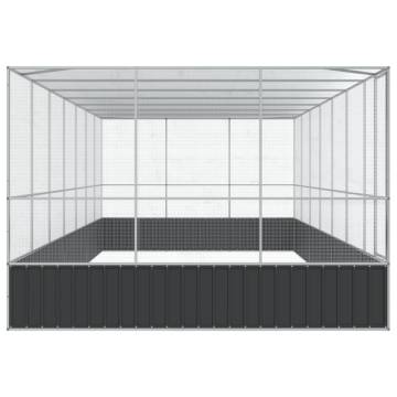 Aviary with Extension Silver - Spacious Bird Cage 725x307 cm