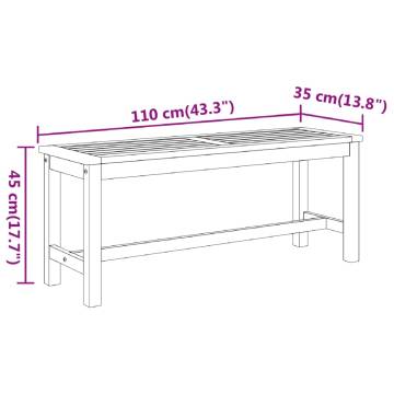 Garden Bench 110x35x45 cm - Solid Acacia Wood | Hipomarket