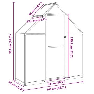 Anthracite Greenhouse with Base Frame - 169x58x195 cm