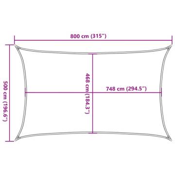 Sun Shade Sail Sand 8x5 m - 100% Polyester Oxford | HipoMarket