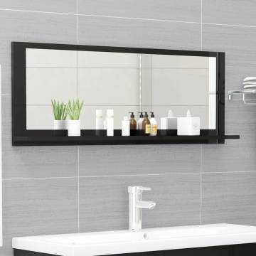 High Gloss Black Bathroom Mirror 100x10.5x37 cm | HipoMarket