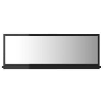 High Gloss Black Bathroom Mirror 100x10.5x37 cm | HipoMarket