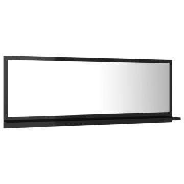 High Gloss Black Bathroom Mirror 100x10.5x37 cm | HipoMarket