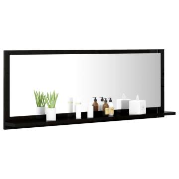 High Gloss Black Bathroom Mirror 100x10.5x37 cm | HipoMarket