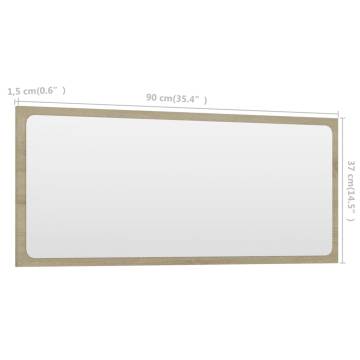 Sonoma Oak Bathroom Mirror - 90x1.5x37 cm | Stylish & Durable