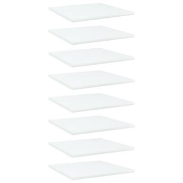 Bookshelf Boards 8 pcs White - Engineered Wood for Storage