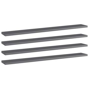 High Gloss Grey Bookshelf Boards - Set of 4 | Hipo Market