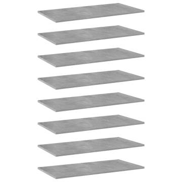 Bookshelf Boards 8 pcs Concrete Grey - Engineered Wood