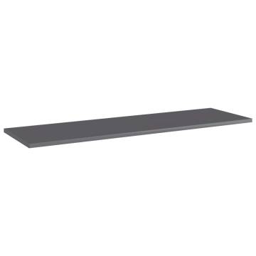 High Gloss Grey Bookshelf Boards - 4pcs | Hipomarket UK