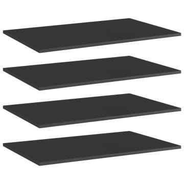 High Gloss Black Bookshelf Boards - 4 pcs | HipoMarket