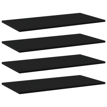 4 Pcs Black Bookshelf Boards - 80x40x1.5 cm | HipoMarket UK