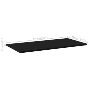 4 Pcs Black Bookshelf Boards - 80x40x1.5 cm | HipoMarket UK