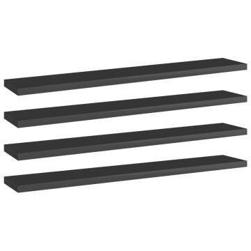 High Gloss Black Bookshelf Boards - 4 pcs | Hipomarket