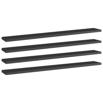 High Gloss Black Bookshelf Boards - 4 pcs | HipoMarket