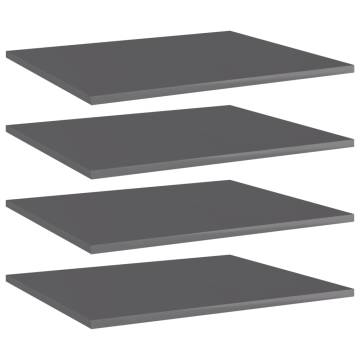 High Gloss Grey Bookshelf Boards - 4 pcs | HipoMarket