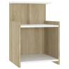 Stylish Bed Cabinet in White and Sonoma Oak | HipoMarket