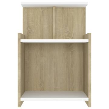 Stylish Bed Cabinet in White and Sonoma Oak | HipoMarket