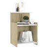 Stylish Bed Cabinet in White and Sonoma Oak | HipoMarket