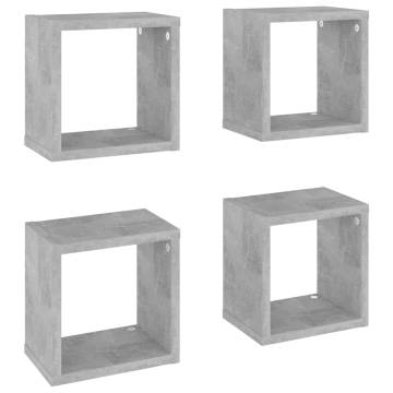 Stylish Concrete Grey Wall Cube Shelves - 4 pcs | HipoMarket