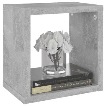 Stylish Concrete Grey Wall Cube Shelves - 4 pcs | HipoMarket