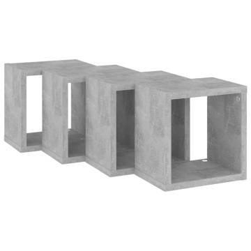 Stylish Concrete Grey Wall Cube Shelves - 4 pcs | HipoMarket