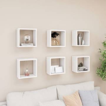 Wall Cube Shelves Set - 6 Pcs White 26x15x26 cm | HipoMarket