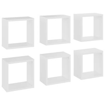 Wall Cube Shelves Set - 6 Pcs White 26x15x26 cm | HipoMarket